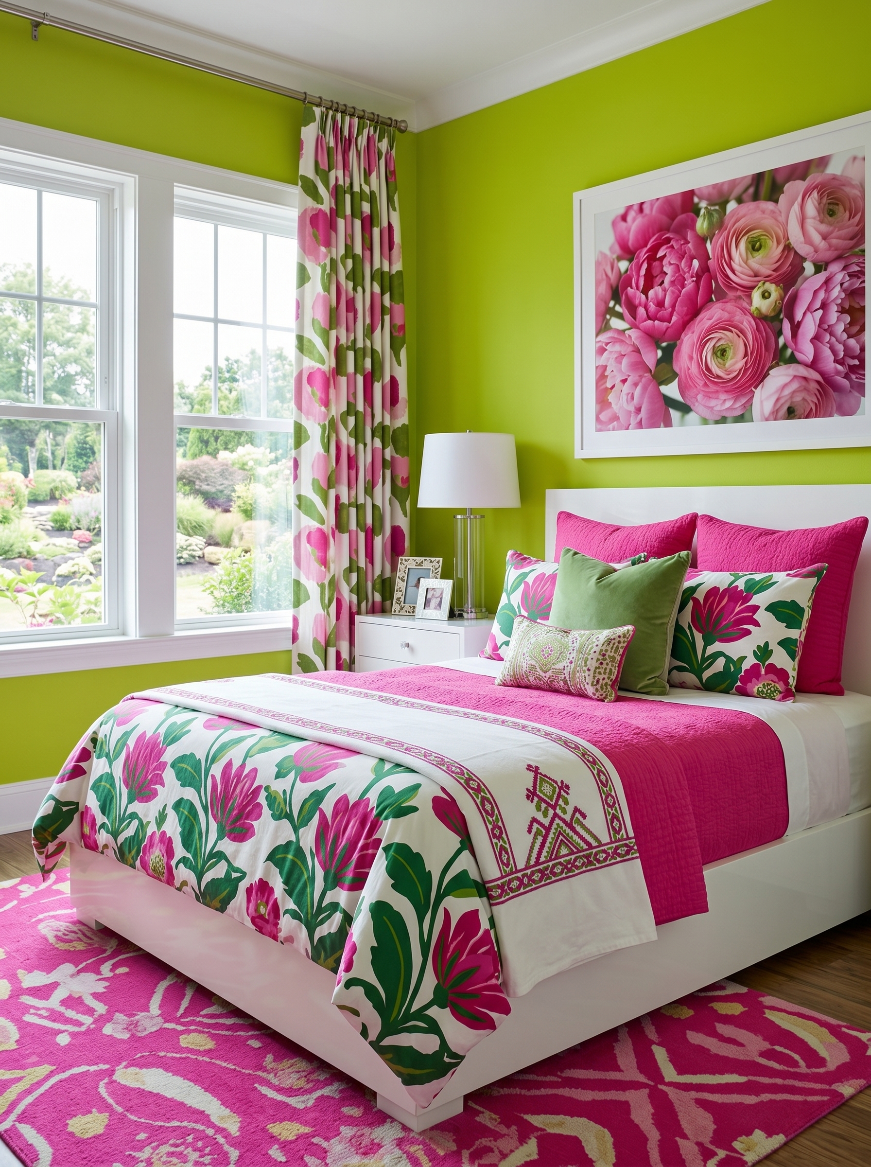Green and pink bedroom ideas