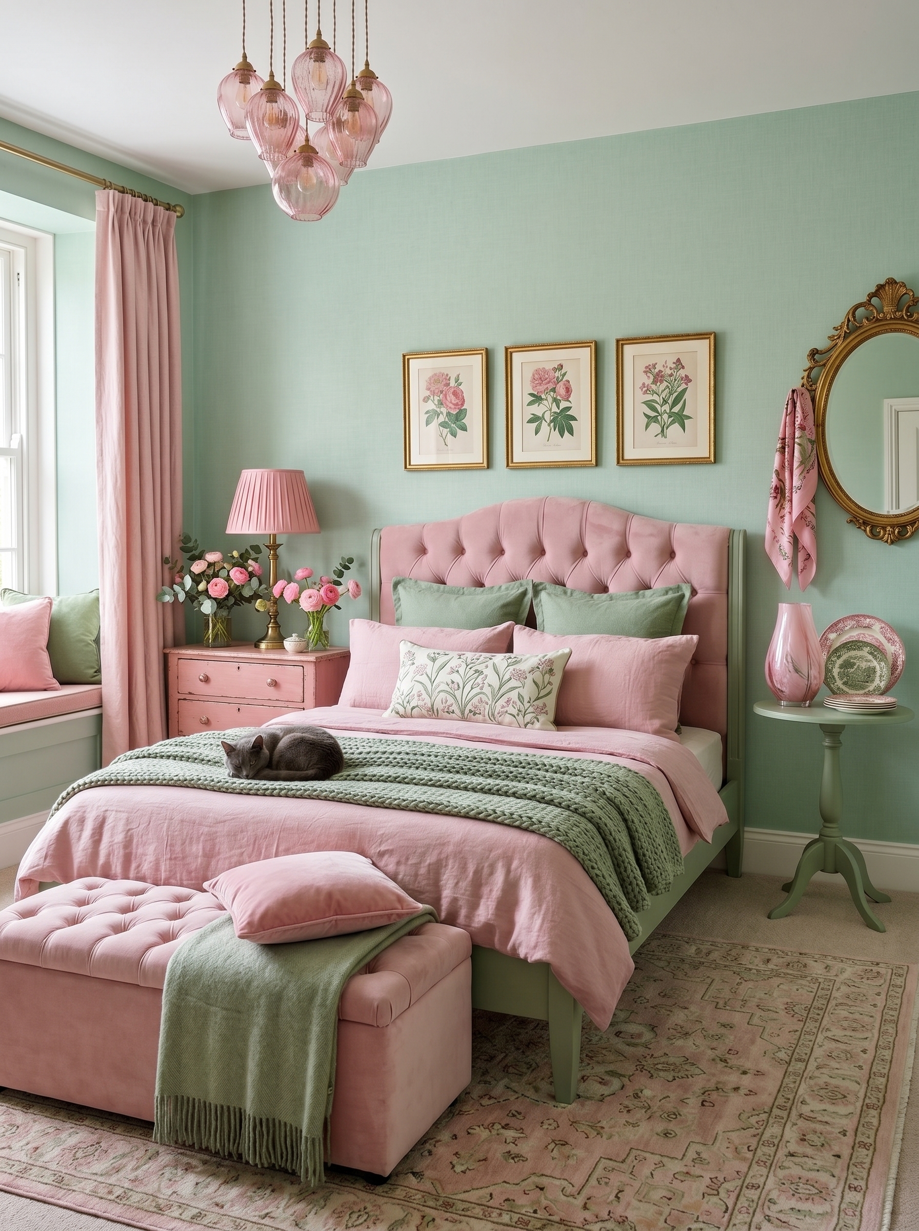 Green and pink bedroom ideas