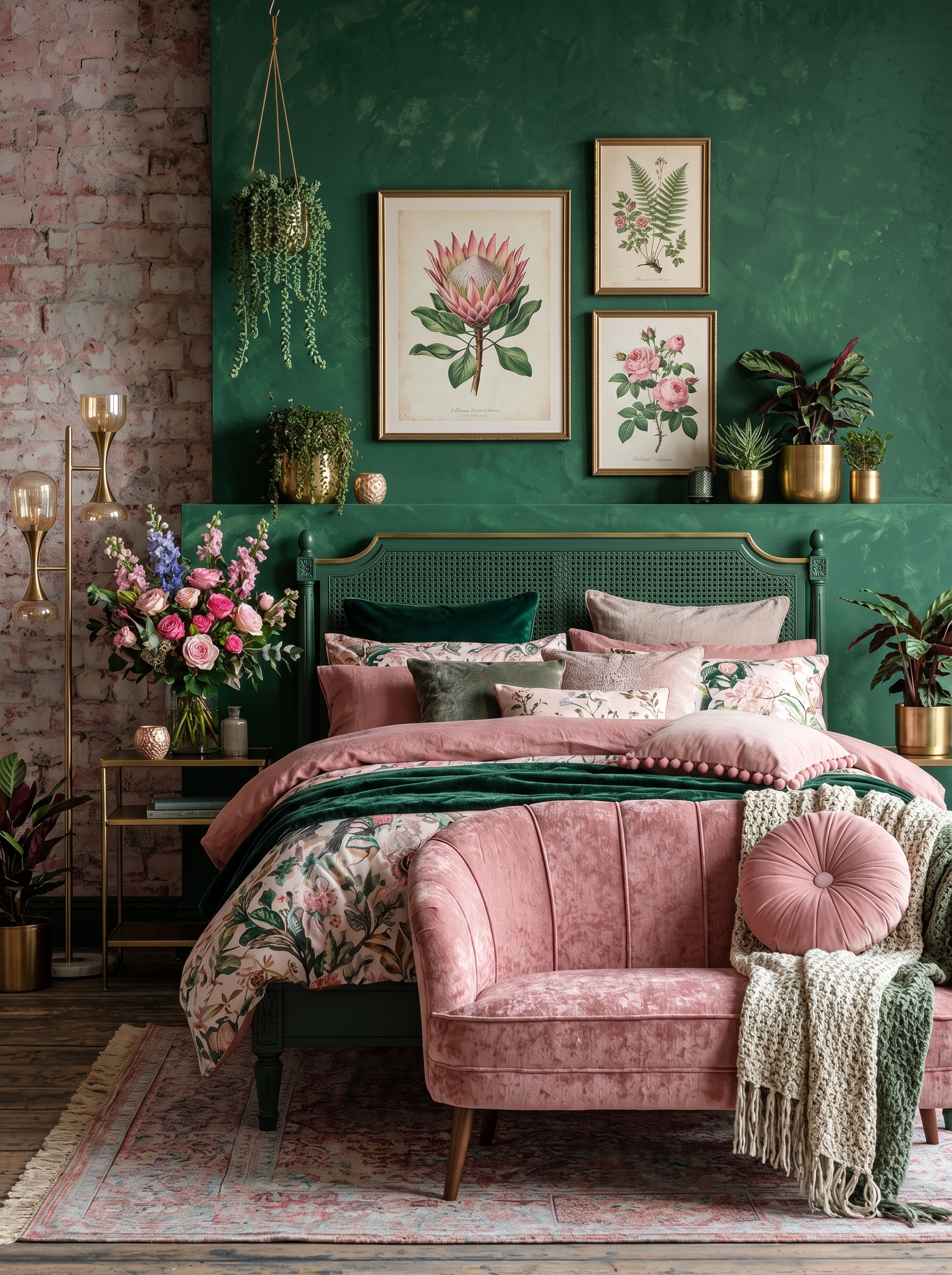 Green and pink bedroom ideas