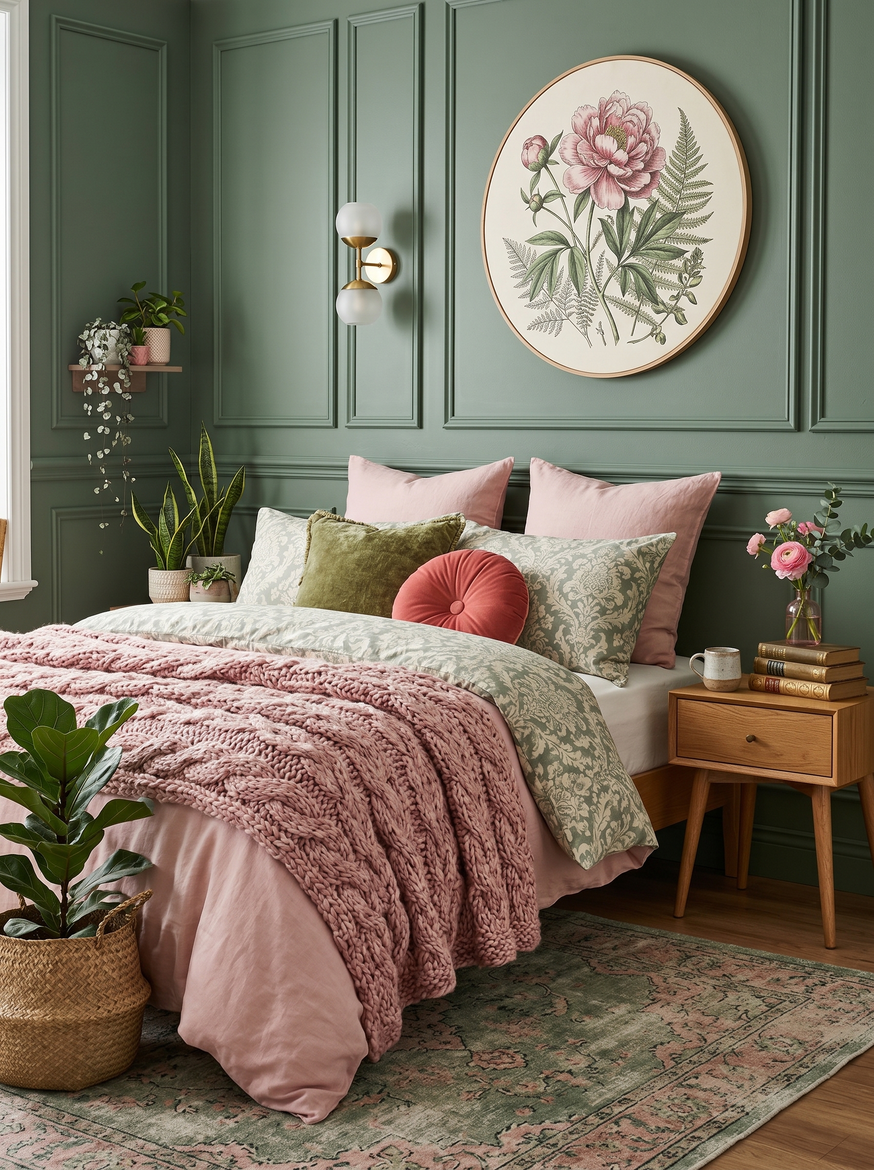 Green and pink bedroom ideas