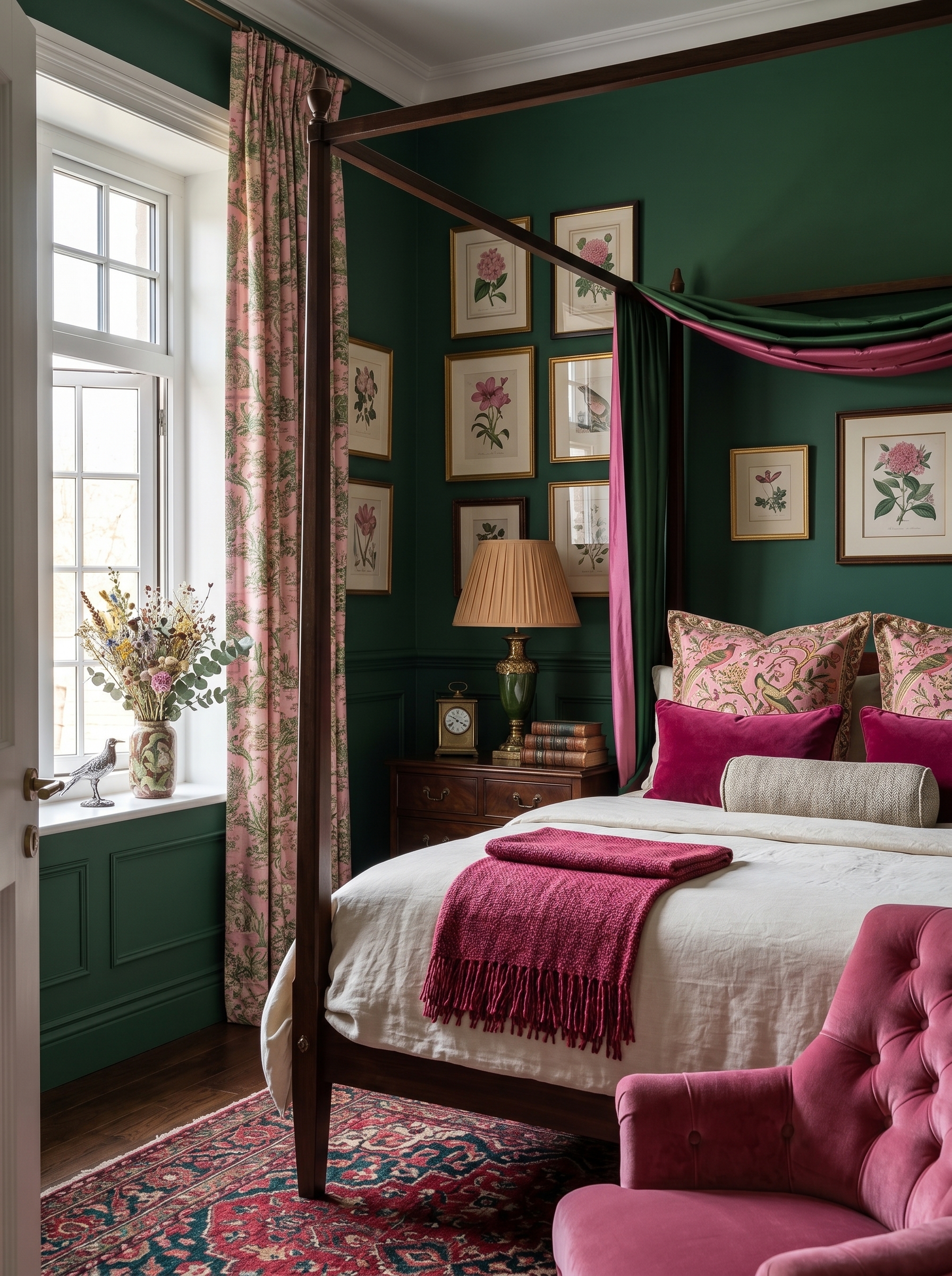 Green and pink bedroom ideas