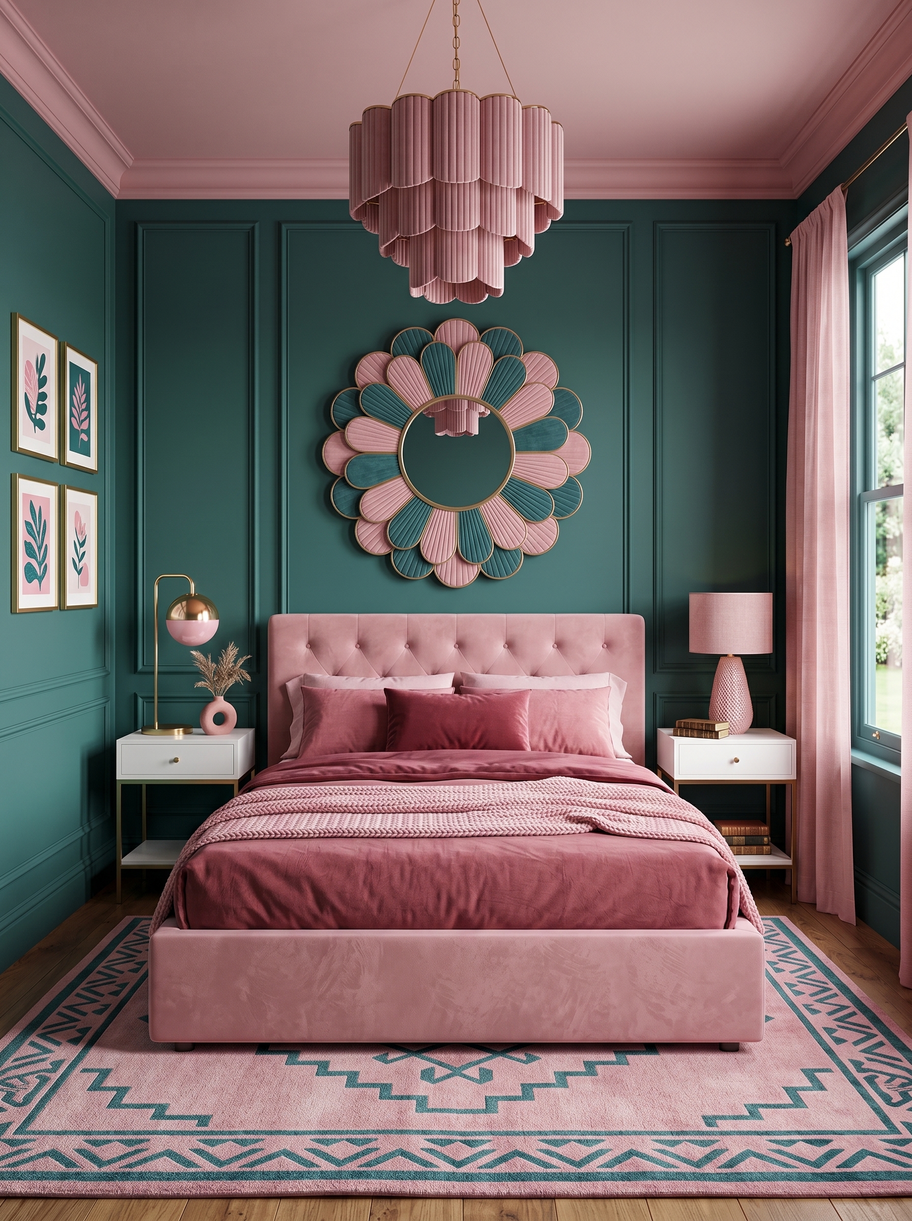 Green and pink bedroom ideas