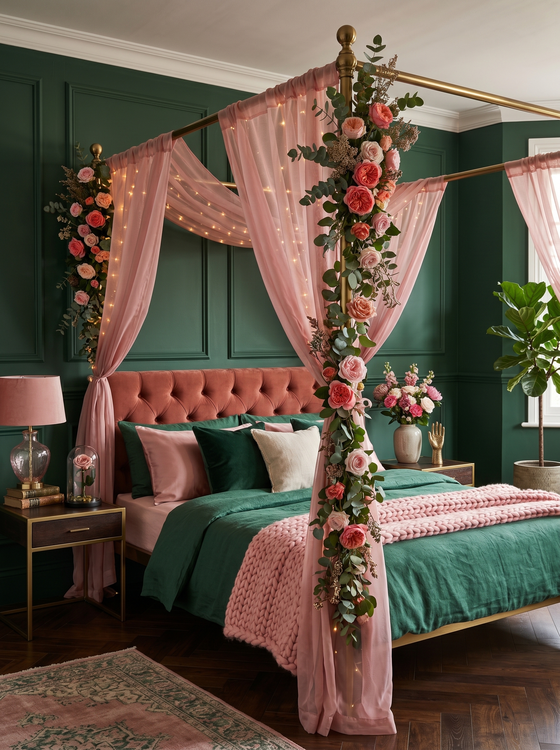 Green and pink bedroom ideas