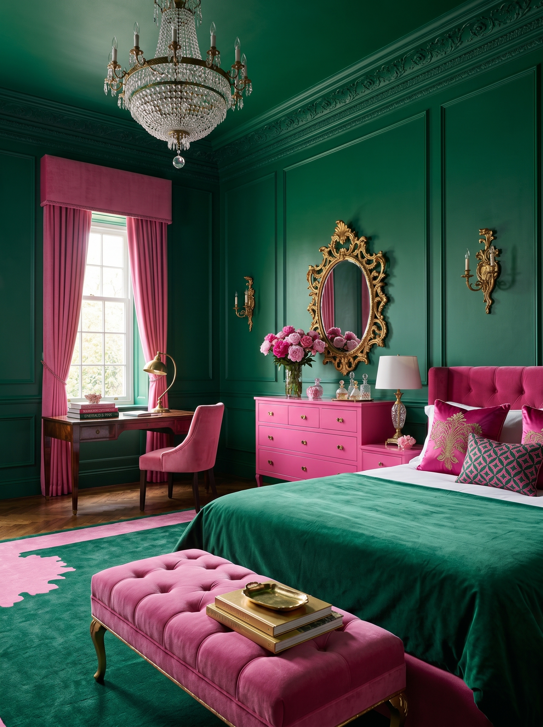 Green and pink bedroom ideas