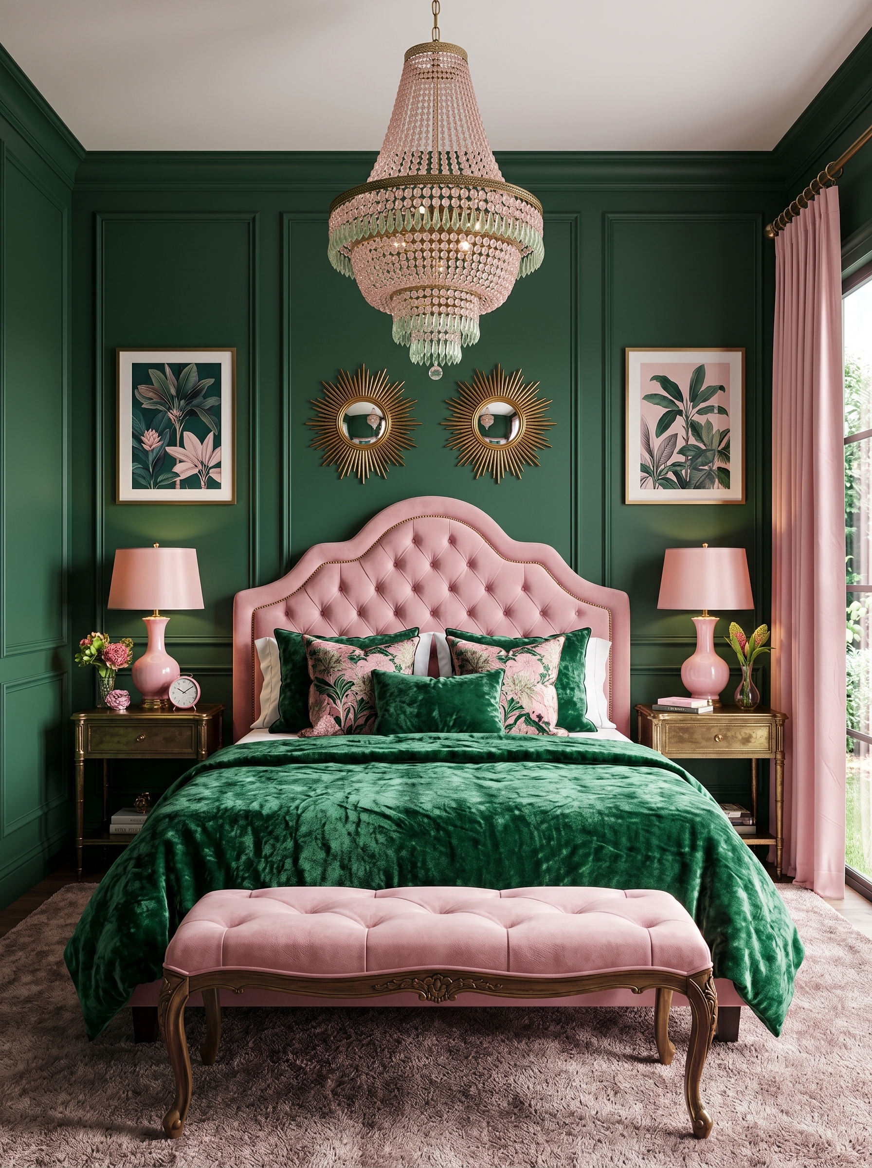Green and pink bedroom ideas