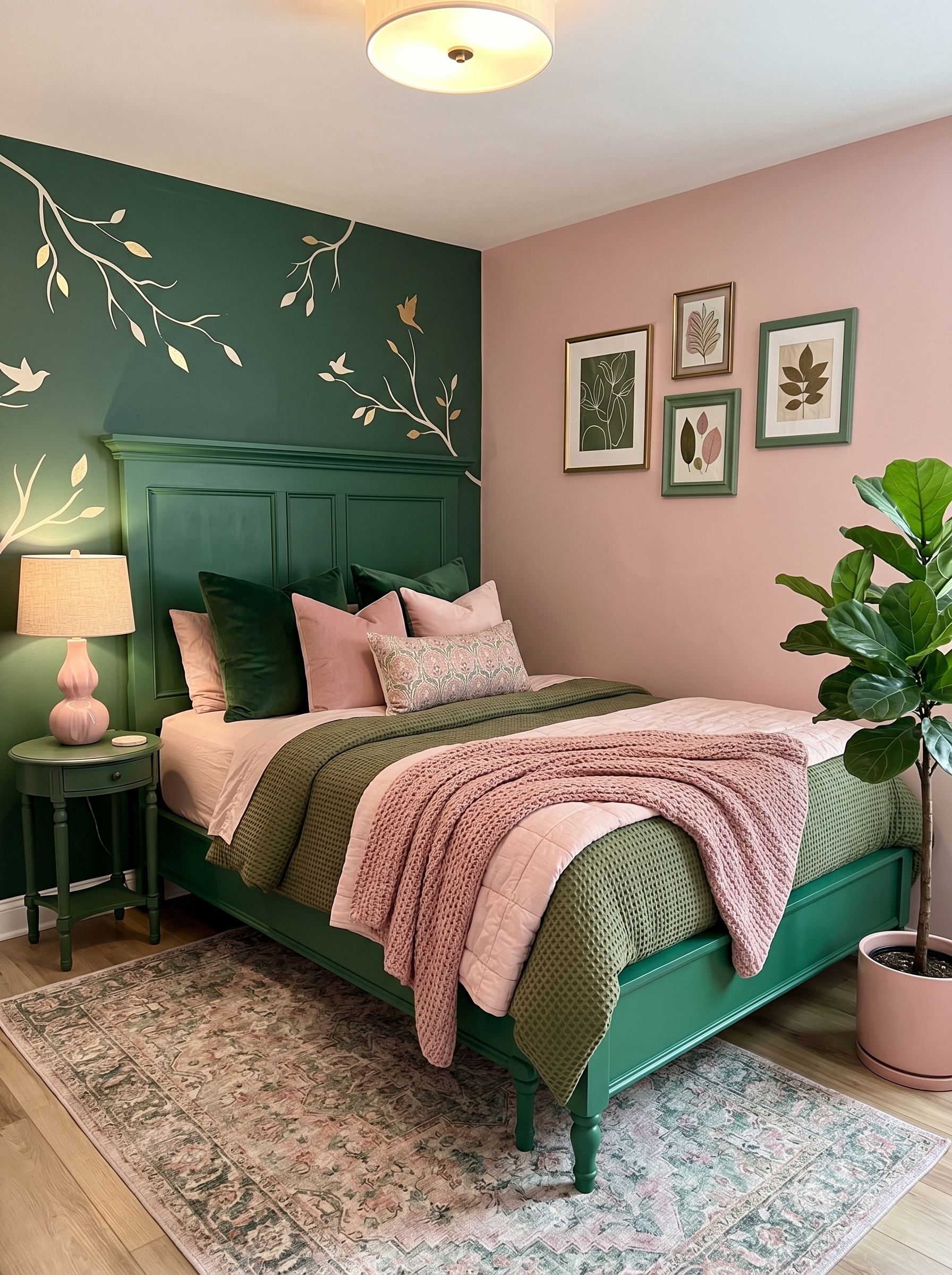 Green and pink bedroom ideas