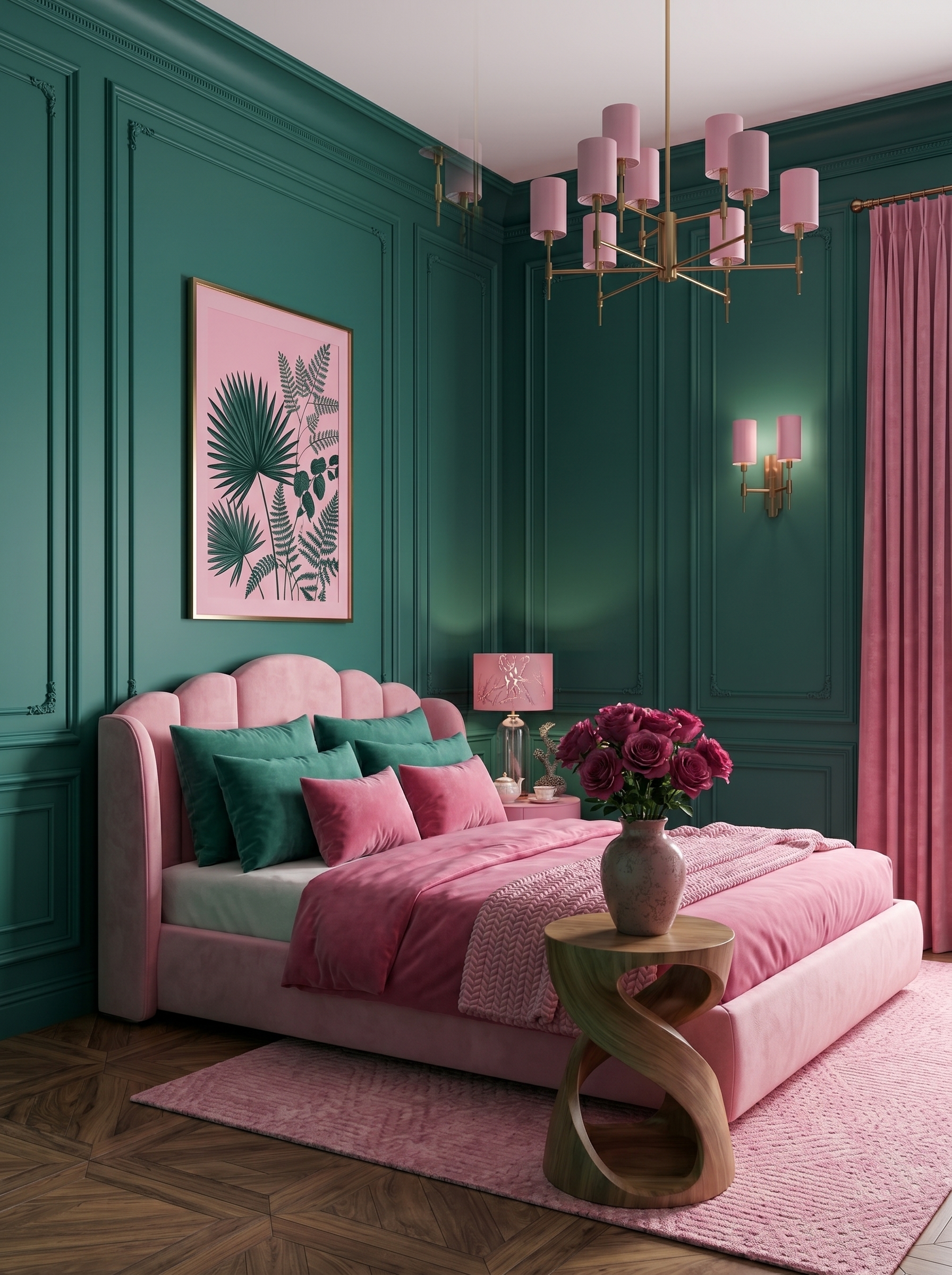 Green and pink bedroom ideas
