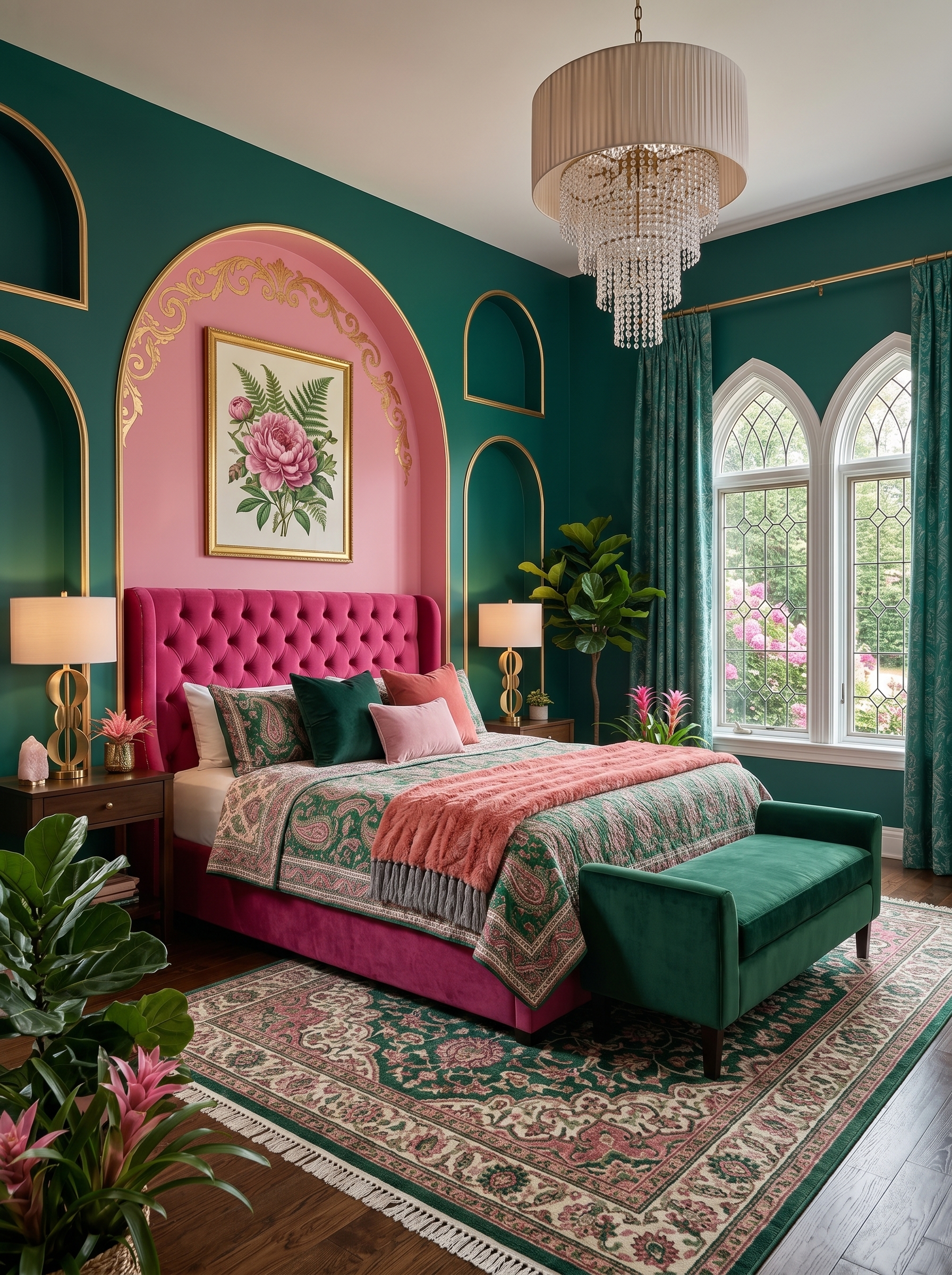 Green and pink bedroom ideas