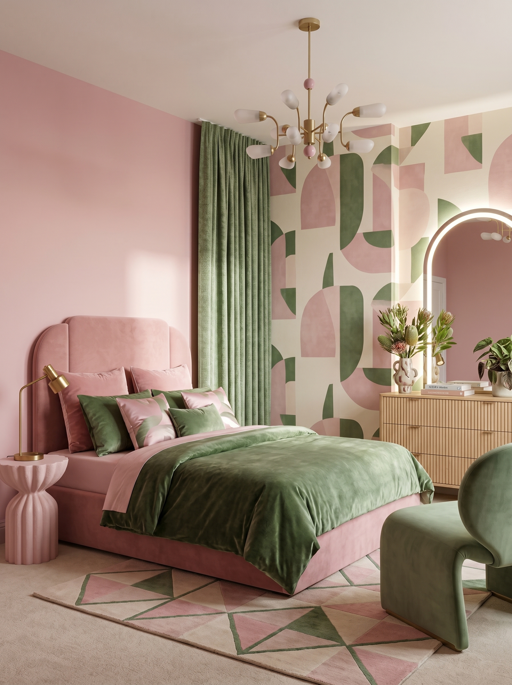 Green and pink bedroom ideas