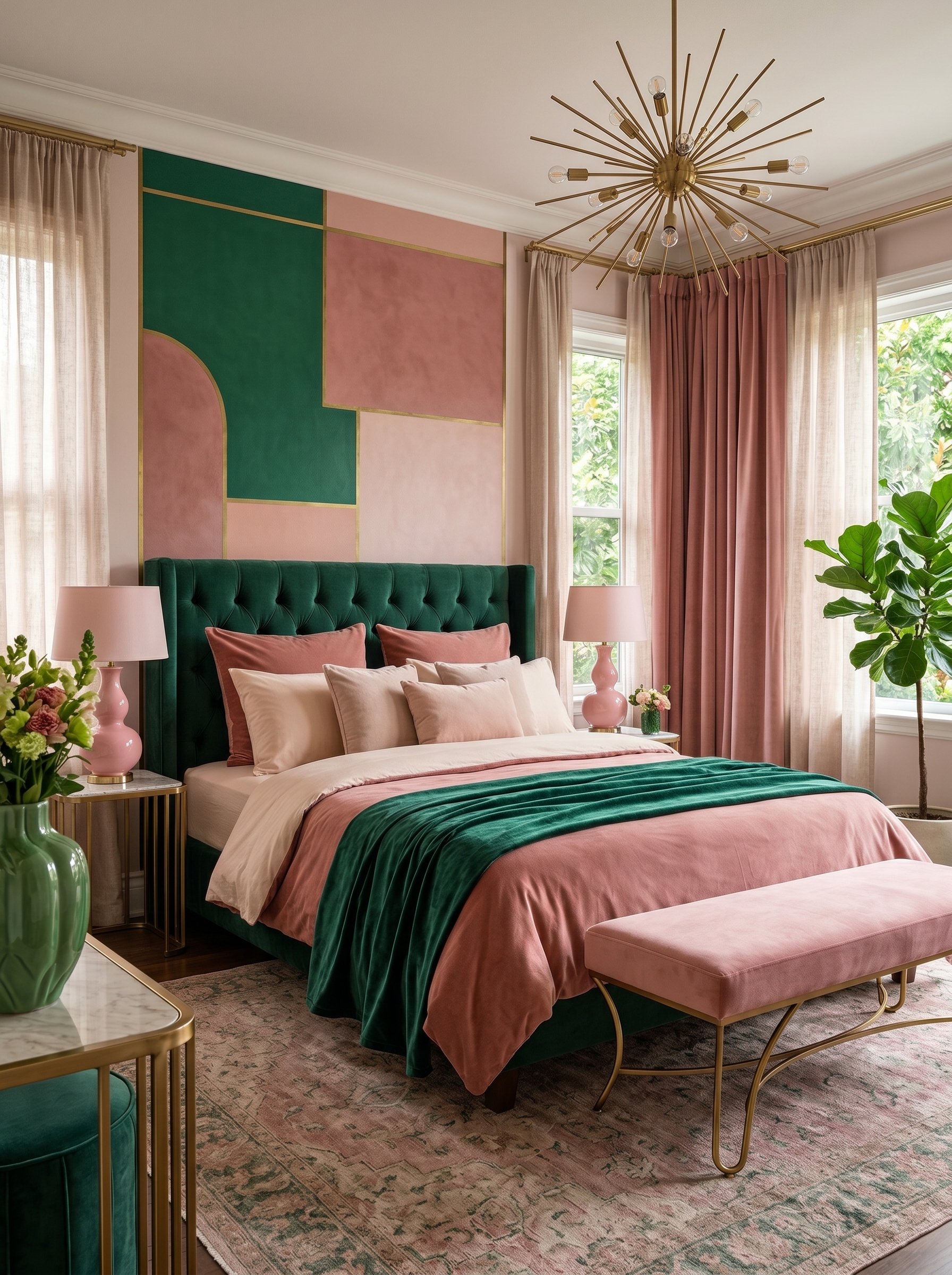 Green and pink bedroom ideas