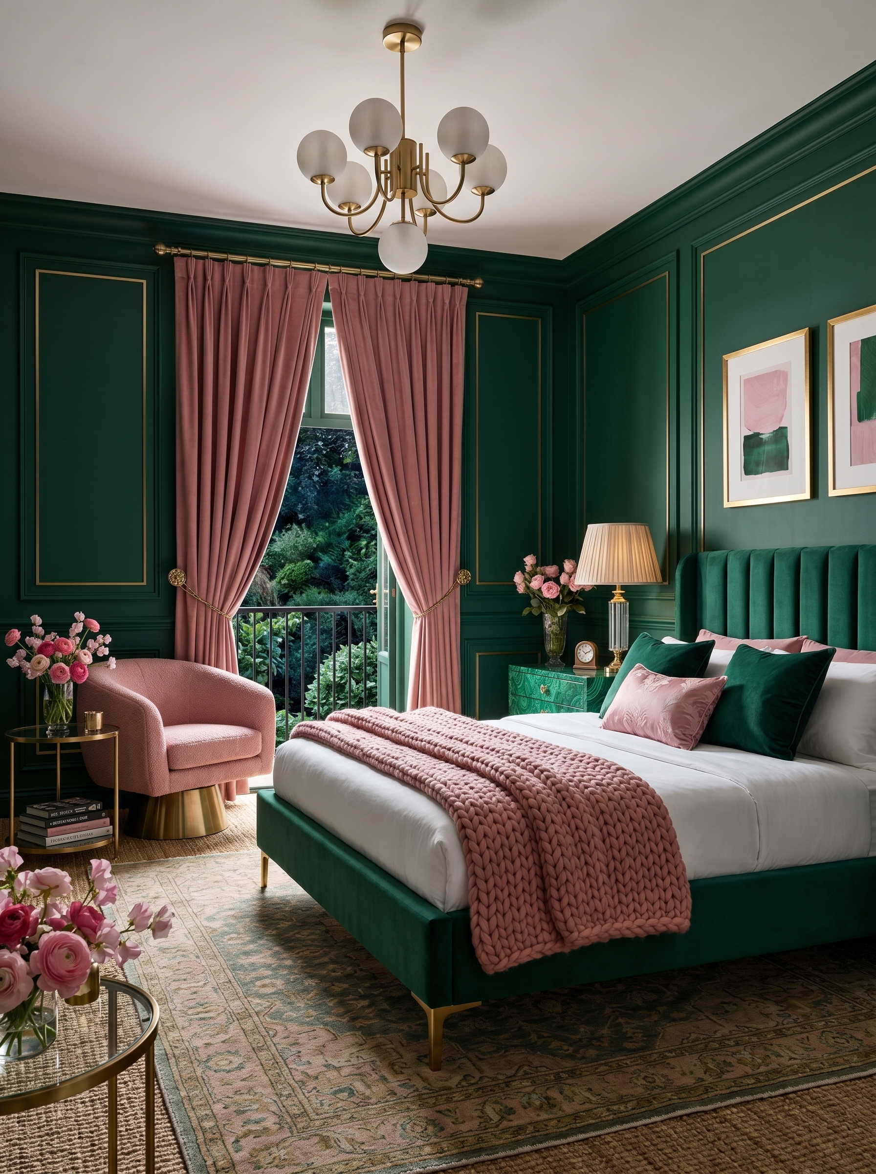 Green and pink bedroom ideas