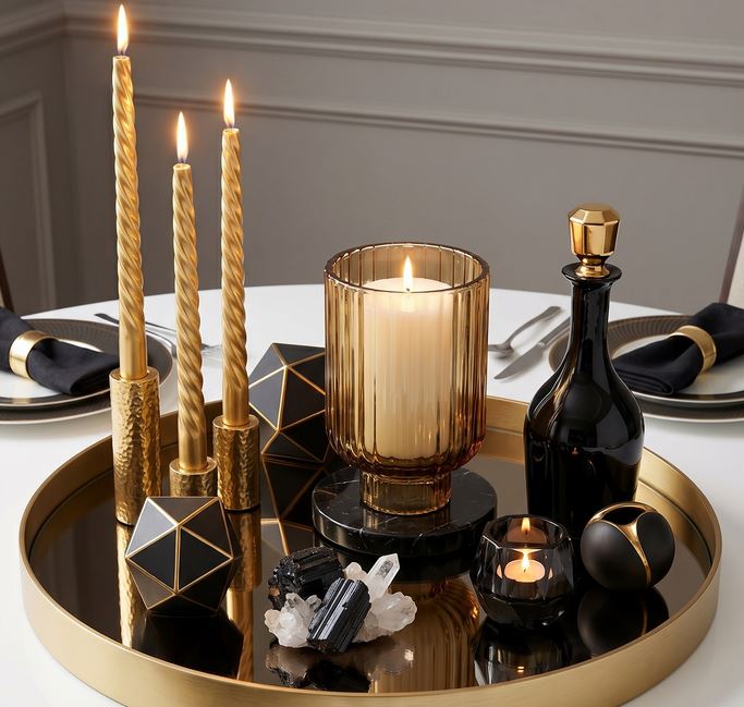 Gold and Black Centrepieces Ideas