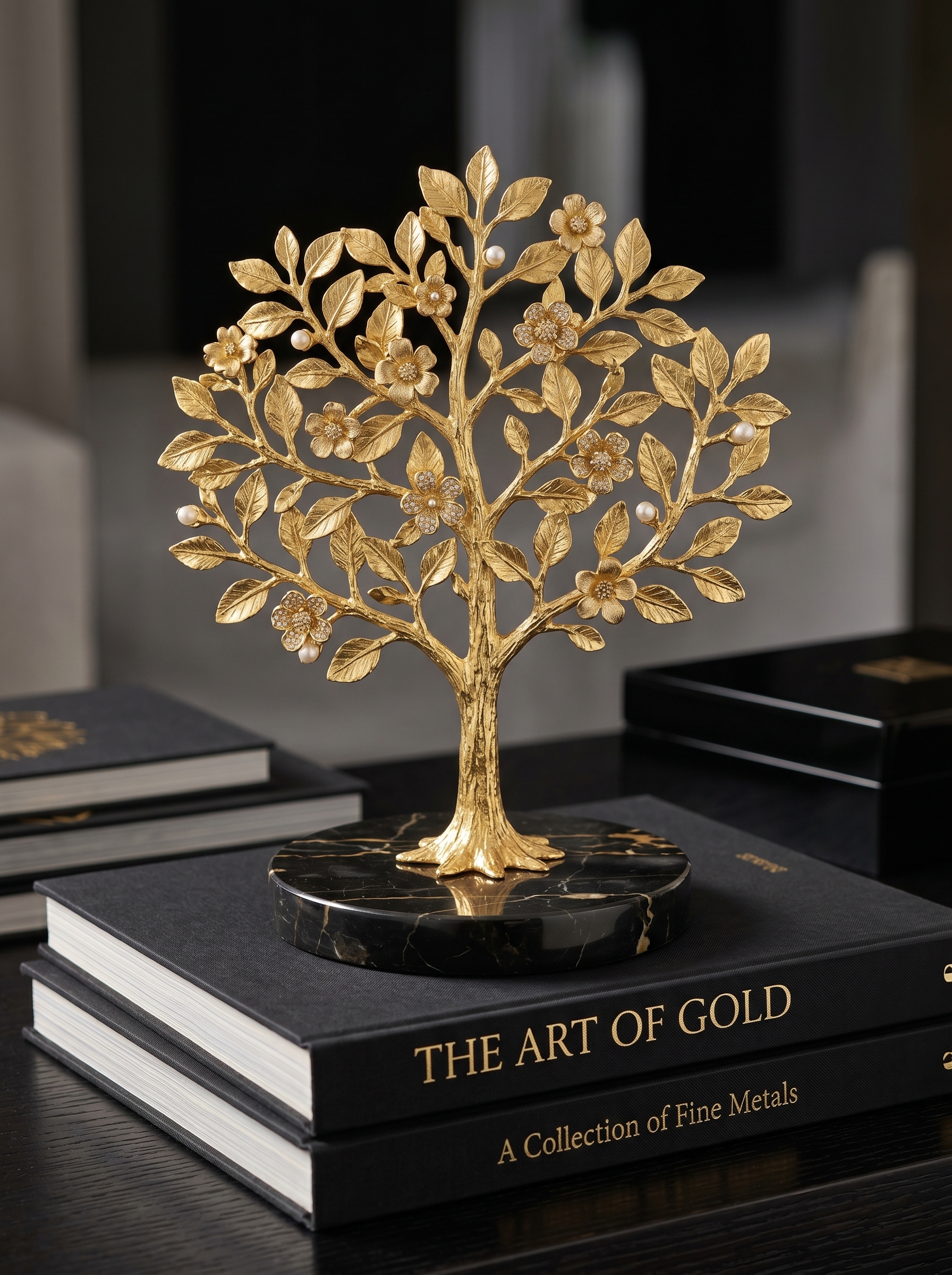 Gold and black centrepiece ideas