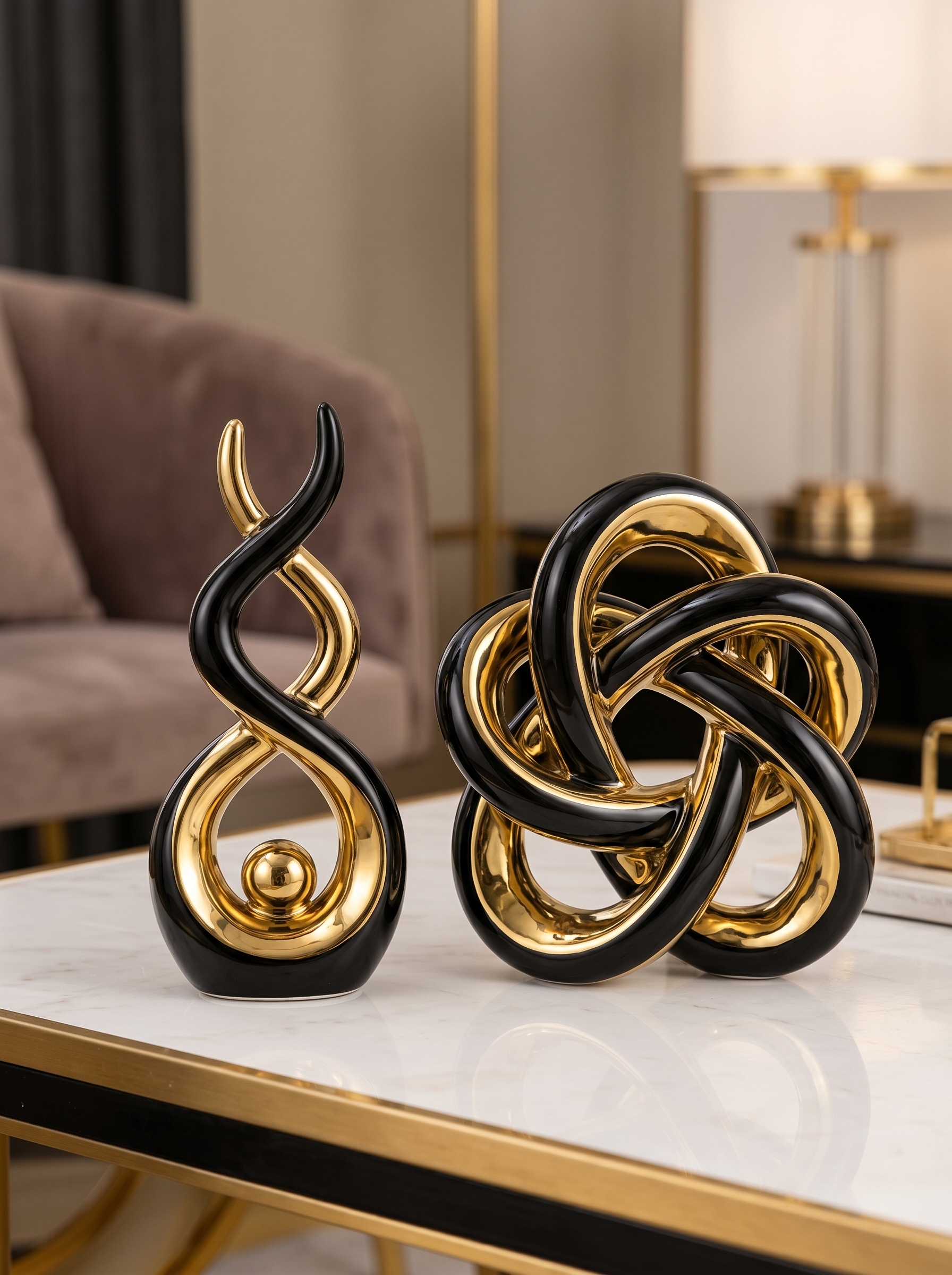 Gold and black centrepiece ideas