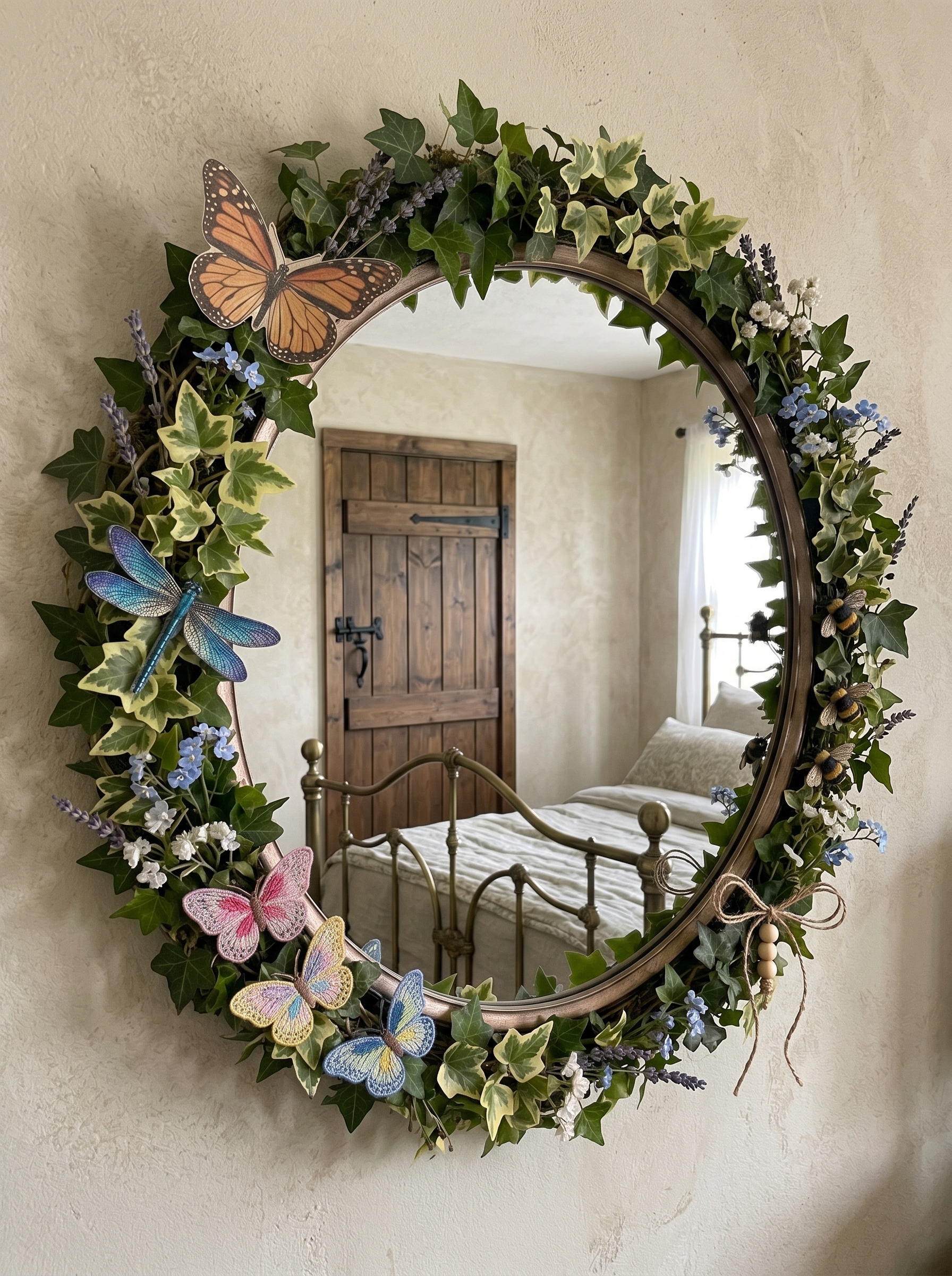 Coastal DIY seashell mirror with pearls, sea glass, driftwood, conch shells, scallop shells, and beach-inspired decor