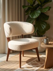 Armchair ideas with cozy accent chairs, boucle fabric, wooden frames, colorful seating, and stylish home decor inspiration